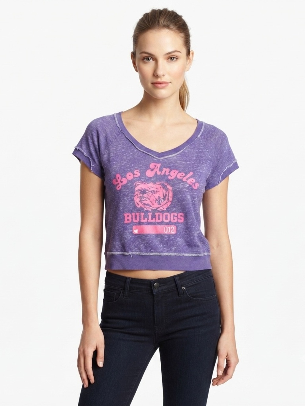 Derek Heart Los Angeles Bulldogs Embellish Purple Knit Sweater